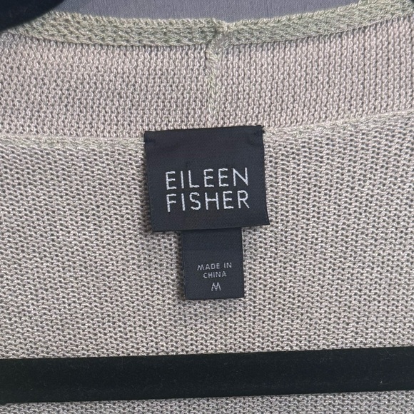 Eileen Fisher V-Neck‎ Knit Sweater – Pale Green & Tan | Women’s Medium - Picture 2 of 12